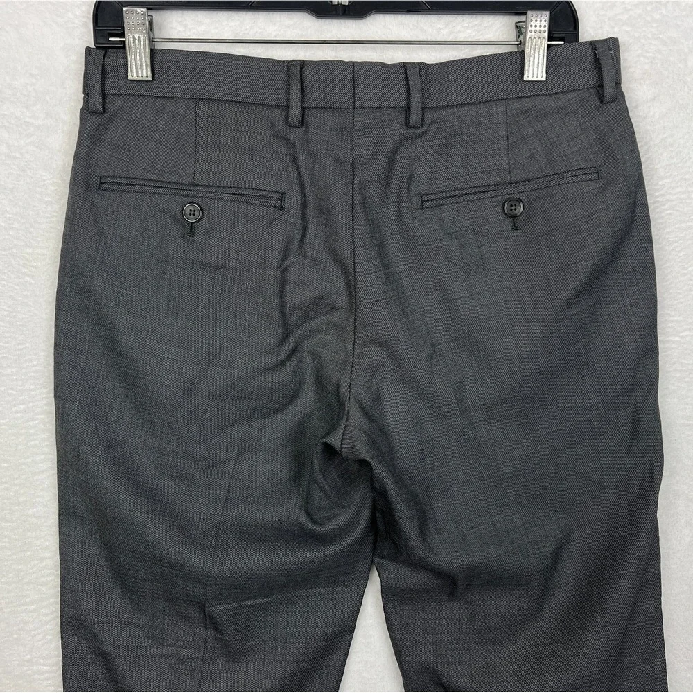 J Crew Bowery Dress Pants Mens 30x32 Dark‎ Gray Flat Front Wool Tapered